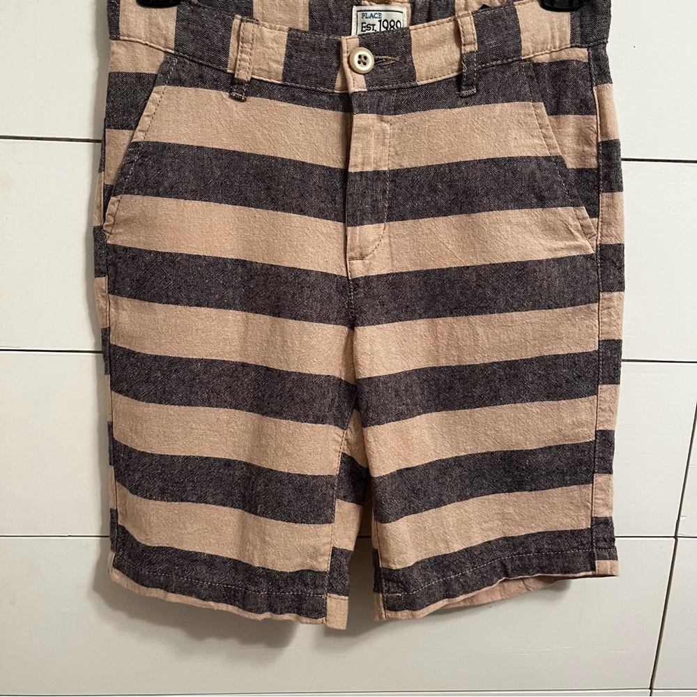 The Children's Place Tan and Black Striped Casual Shorts